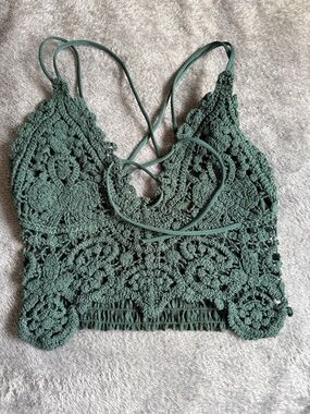 Crochet Lace Bralette Top - Green